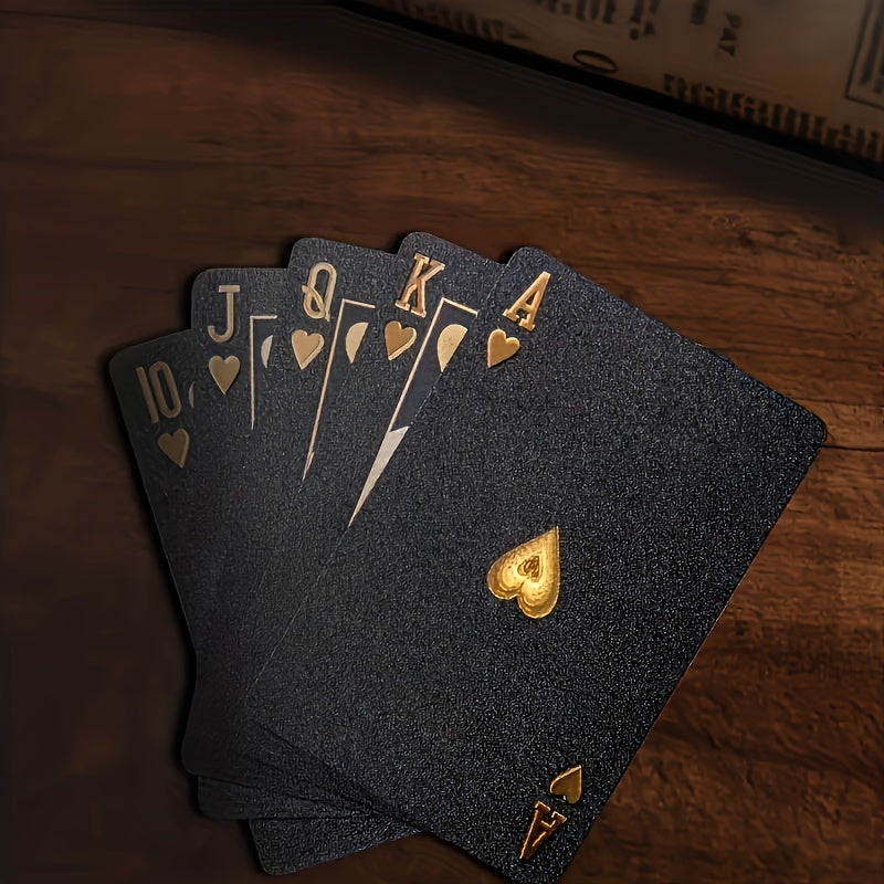 Luxury Black Playing Cards - Waterproof & Flexible with Storage Box - Noctura