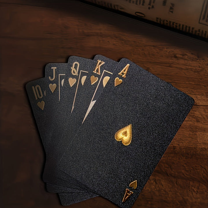 Luxury Black Playing Cards - Waterproof & Flexible with Storage Box - Noctura