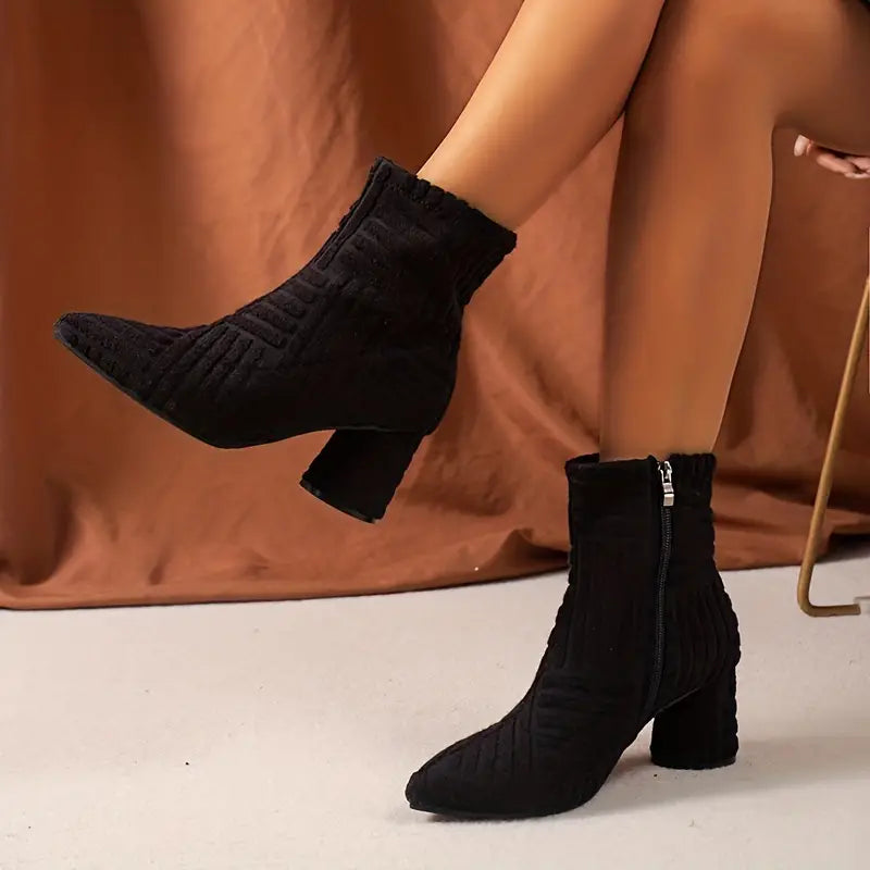 Smooth Ladies' Boots with Block Heel - Selene-Black-3.5-The Livary