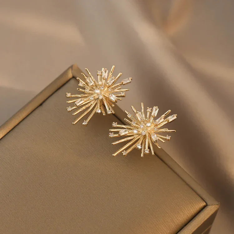 Gold Firework Zirconia Earrings - Livia-The Livary