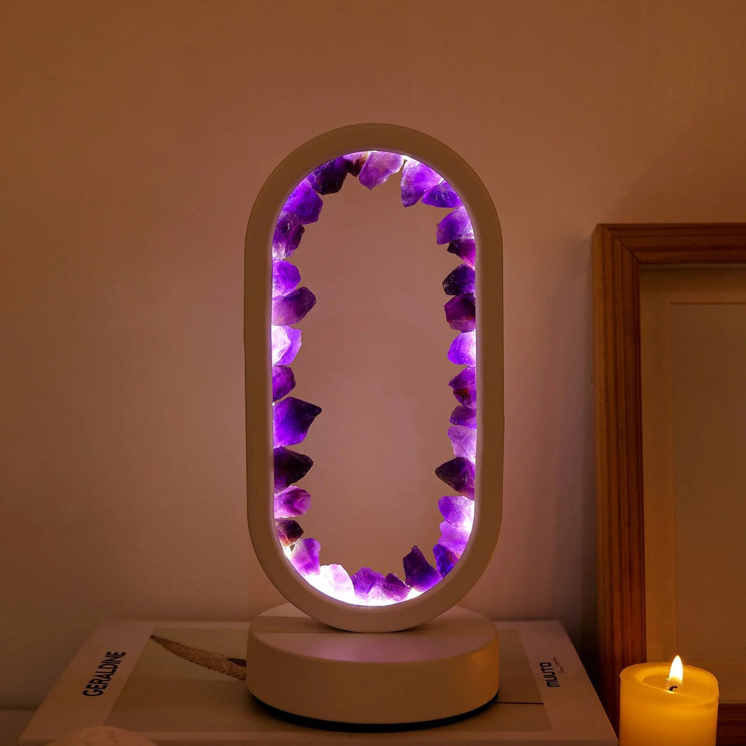 Handmade Amethyst Lamp - Serenith-Amethyst Raw White-The Livary