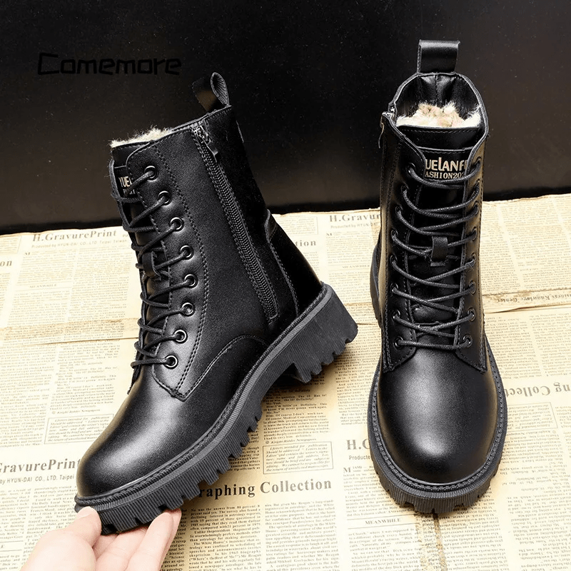 Luxury Black Leather Women's Winter Boots - Bella-3-The Livary