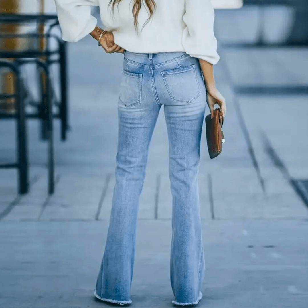 Trendy Flared Jeans - Serena-XS-The Livary