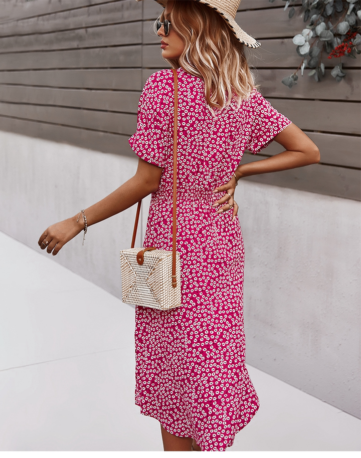 Boho Flower Midi Dress - Isla-Blue-S-The Livary