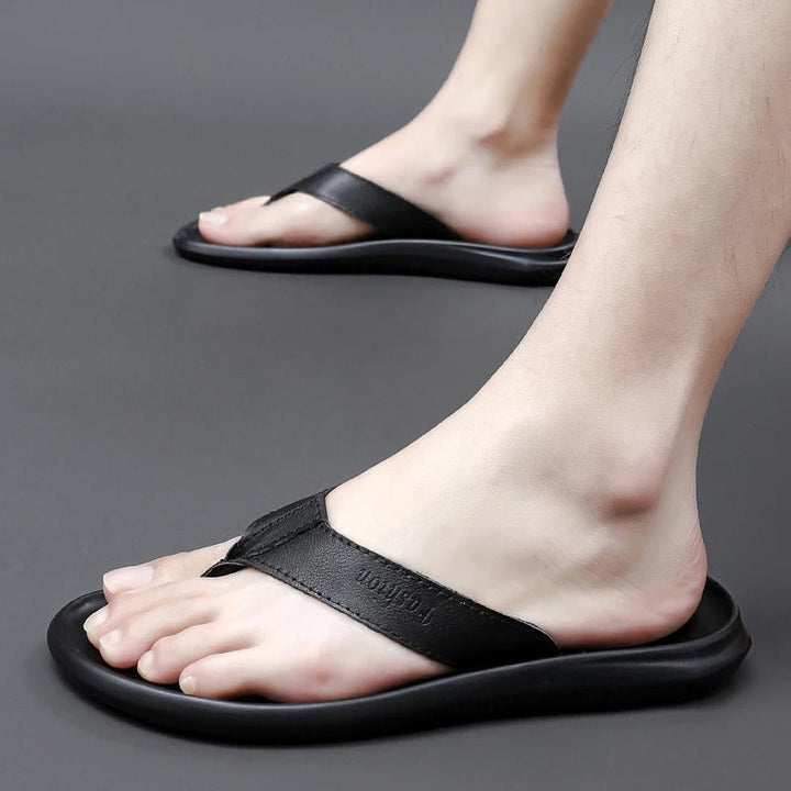 Comfortable & Stylish Men's Outdoor Summer Slippers – Leano-Black-6-The Livary