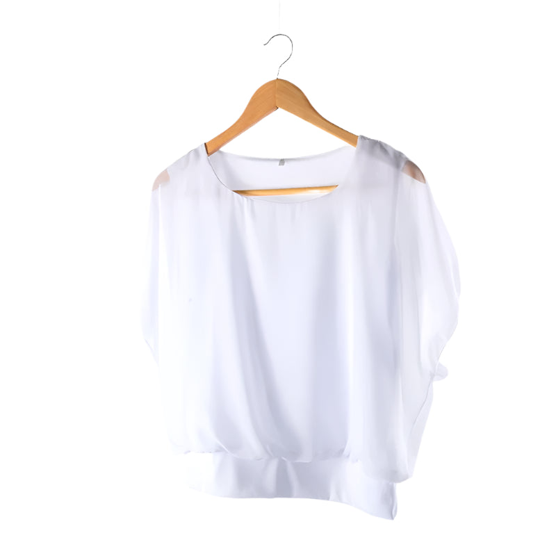 Ladies' chiffon blouse with ruffled sleeves – Ariana-White-S-The Livary