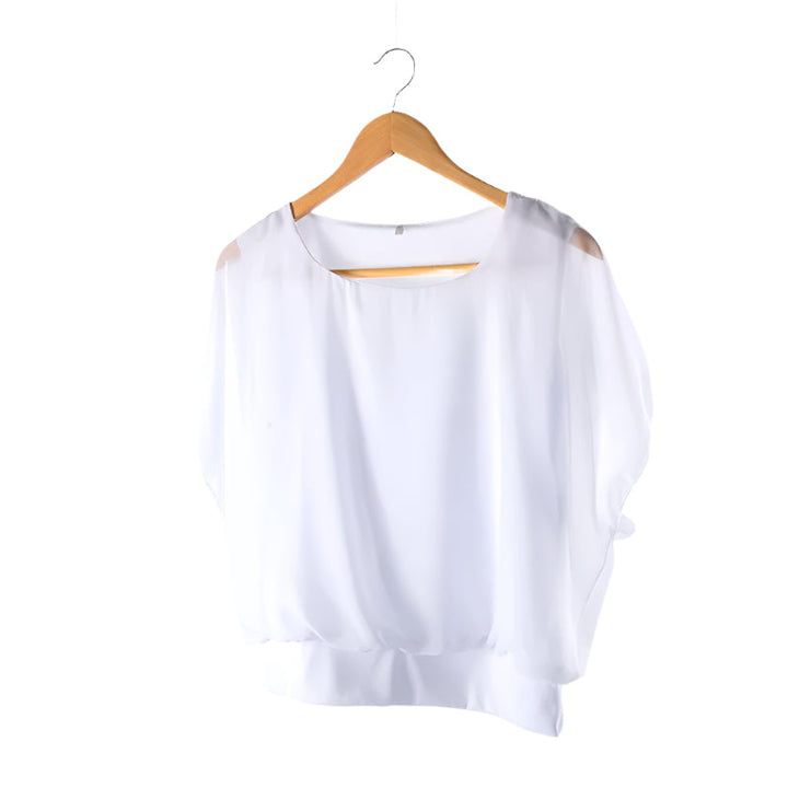 Ladies' chiffon blouse with ruffled sleeves – Ariana-White-S-The Livary
