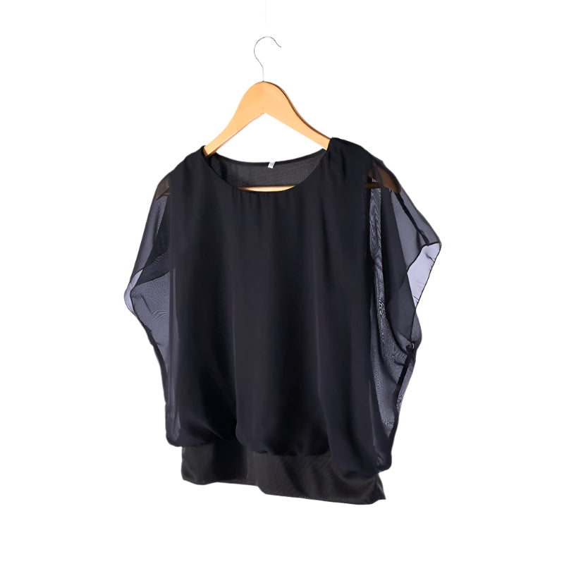 Ladies' chiffon blouse with ruffled sleeves – Ariana-Black-S-The Livary