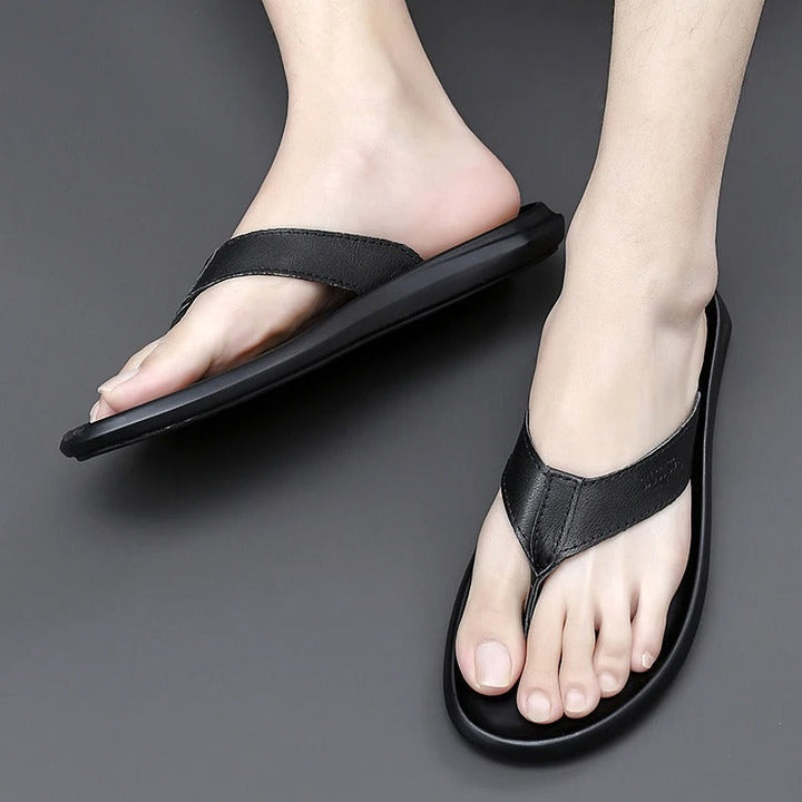 Comfortable & Stylish Men's Outdoor Summer Slippers – Leano-Black-6-The Livary