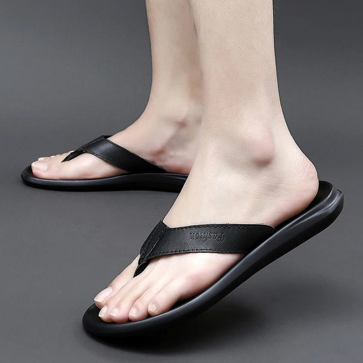 Comfortable & Stylish Men's Outdoor Summer Slippers – Leano-Black-6-The Livary