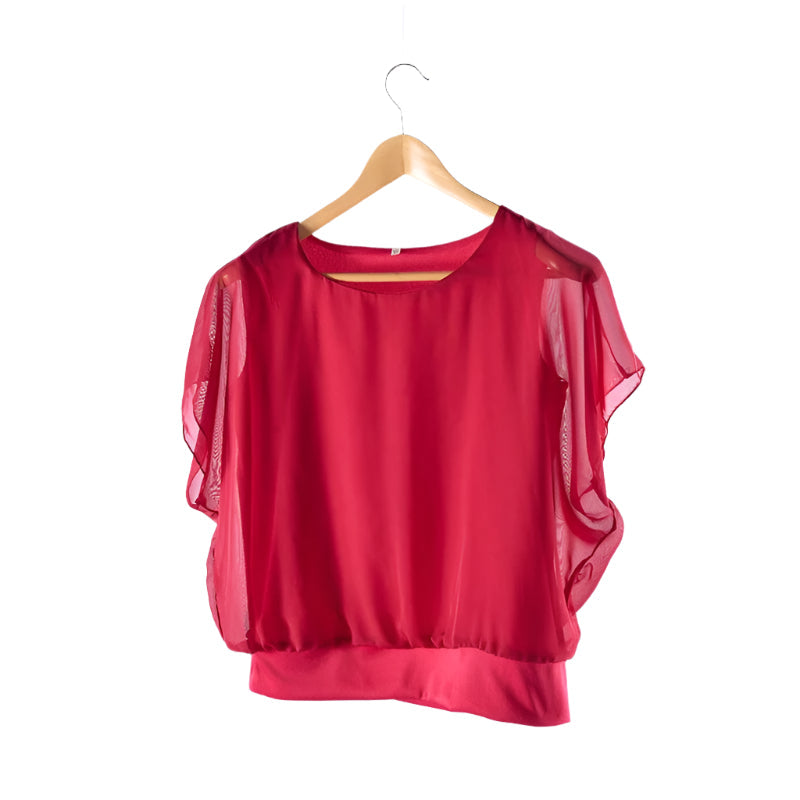 Ladies' chiffon blouse with ruffled sleeves – Ariana-Red-S-The Livary