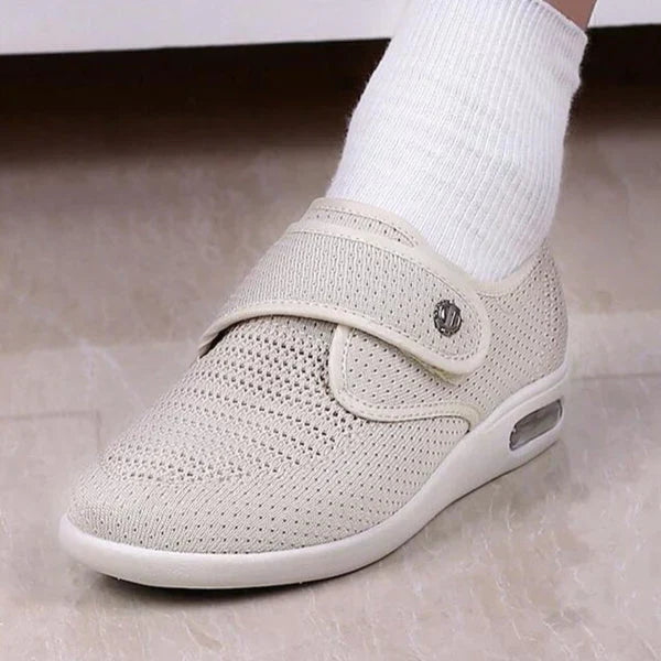 Wide Orthopedic Diabetic Women's Shoes - ComfortPlus-Cream-3.5-The Livary