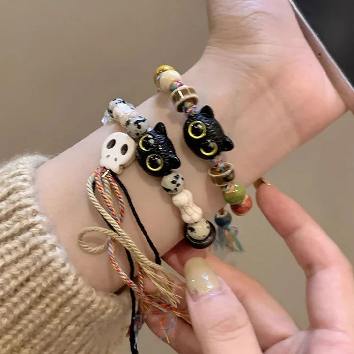 Katjes and Skull Bracelet - Selina-Skull + Kittens-The Livary