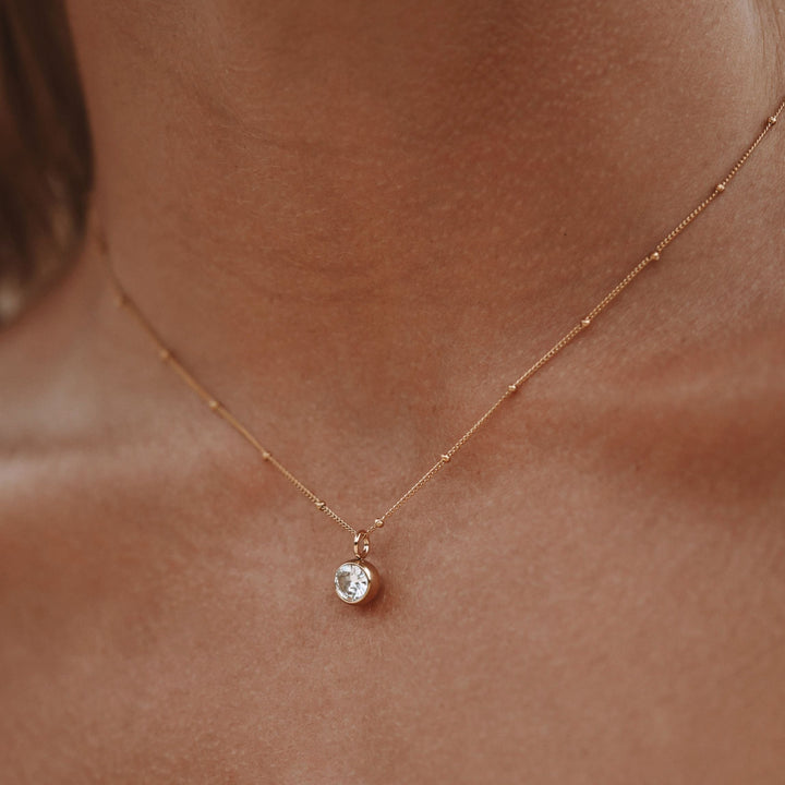 Birthstone Necklace - Aurora-January | Pomegranate-Gold-The Livary