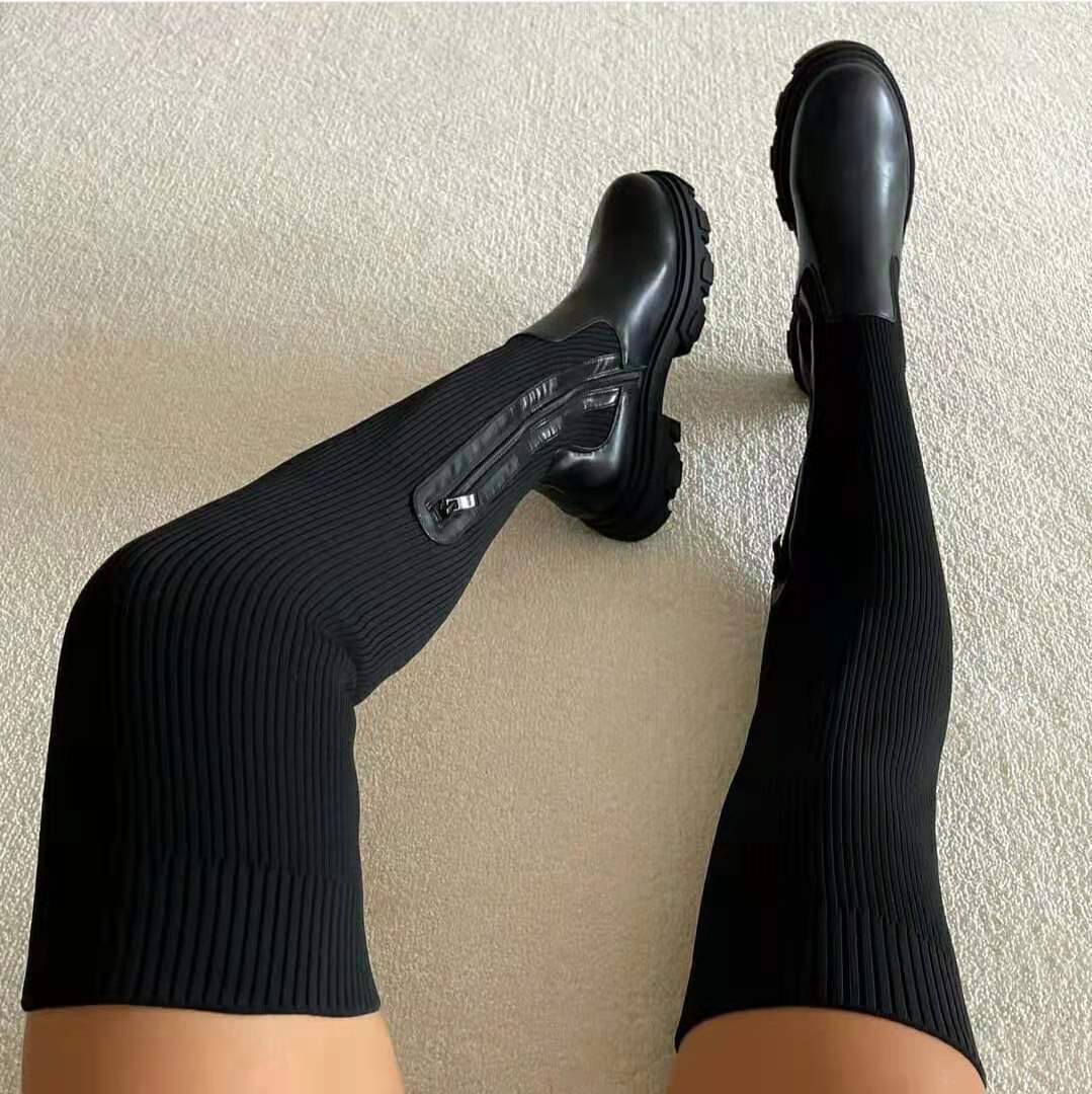 Flexible High Boots with Zipper - Nova-Black-3.5-The Livary