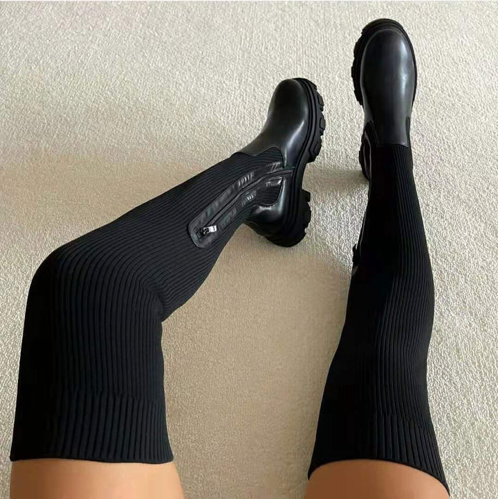 Flexible High Boots with Zipper - Nova-Black-3.5-The Livary