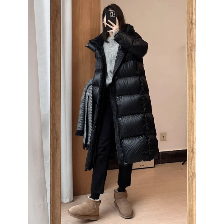 Stylish Long Quilted Winter Coat for Women - Mila-Black-S-The Livary