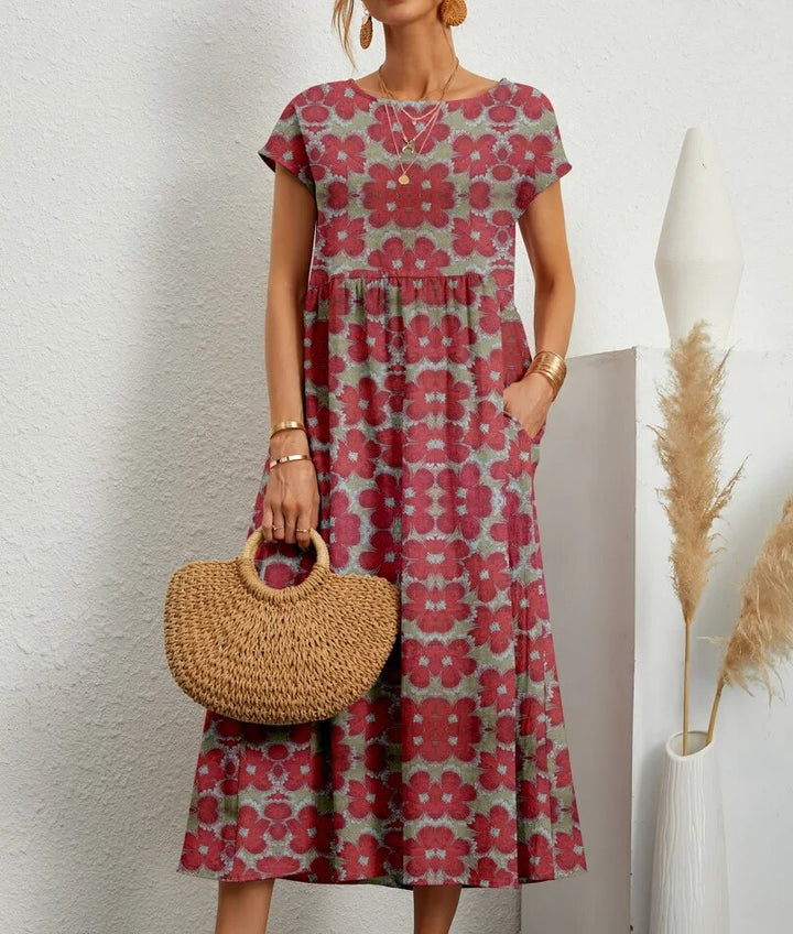 Airy cotton dress – Isadora-Red-S-The Livary