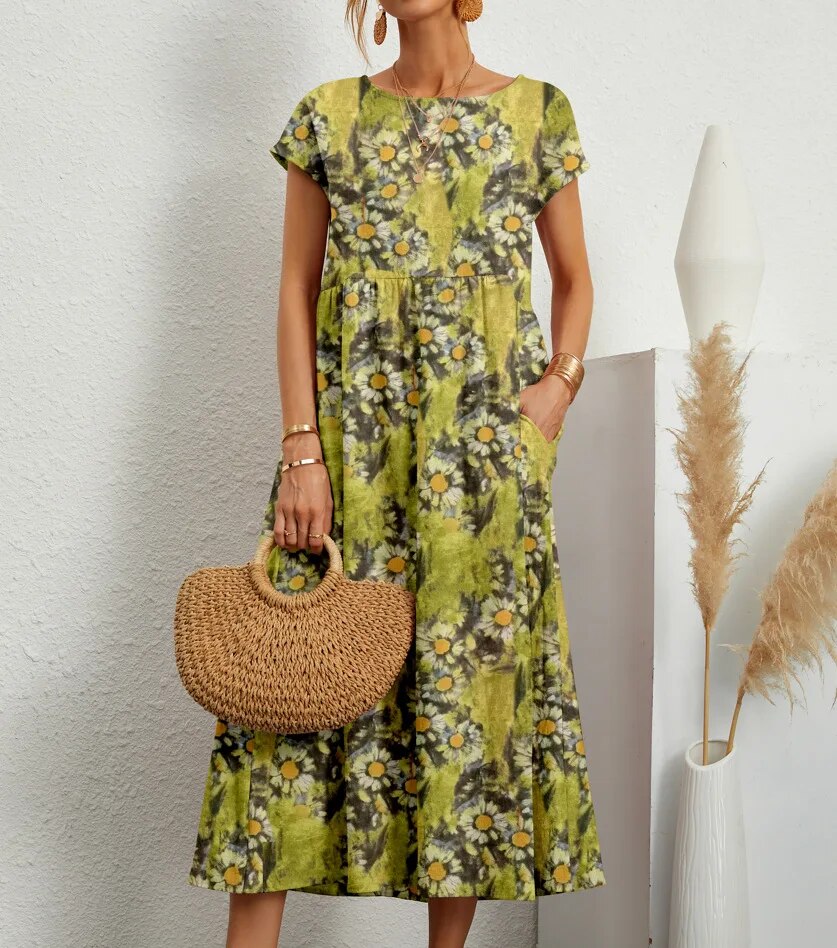 Airy cotton dress – Isadora-Light green-S-The Livary