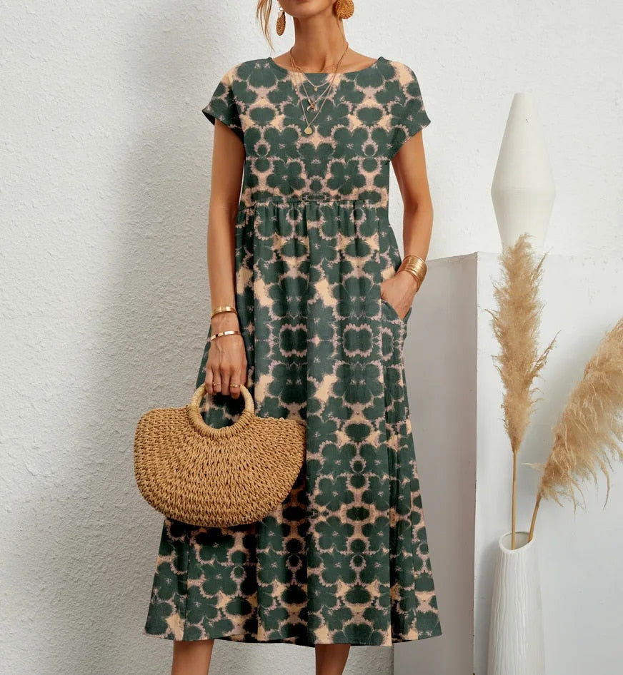 Airy cotton dress – Isadora-Green-S-The Livary