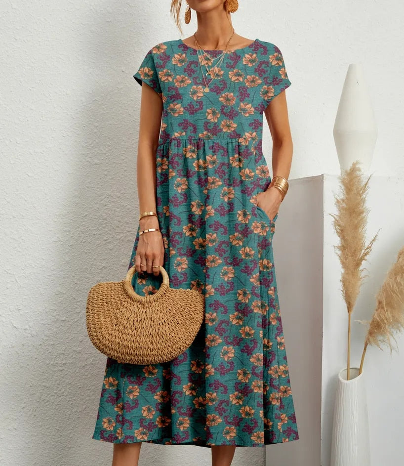 Airy cotton dress – Isadora-Blue-S-The Livary