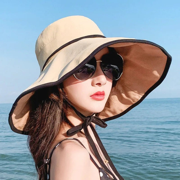 Large women's sun hat with wide brim - Livia-Khaki-The Livary