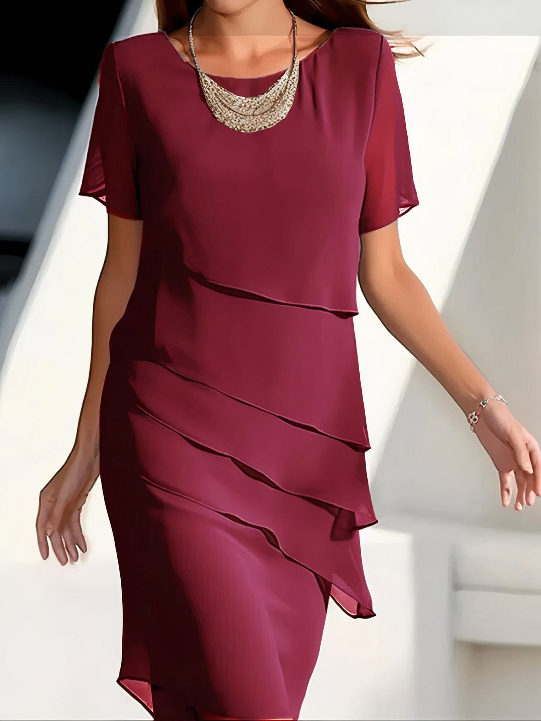 Summer chiffon dress – Mirella-Red-S-The Livary