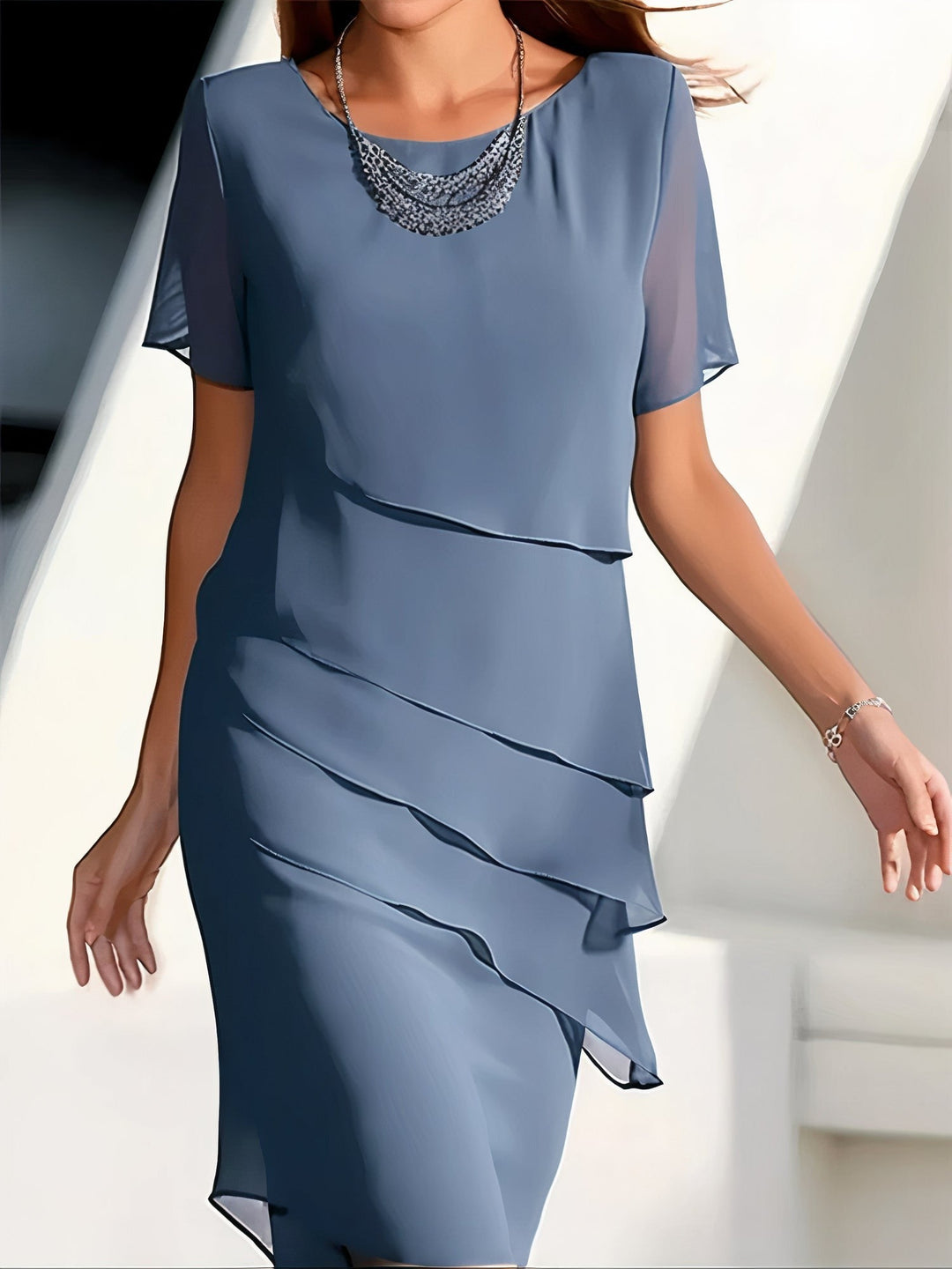 Summer chiffon dress – Mirella-Blue-S-The Livary