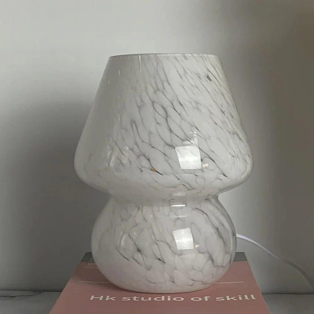 Aesthetic Glass Mushroom Lamp - LumiMush-White dot-The Livary