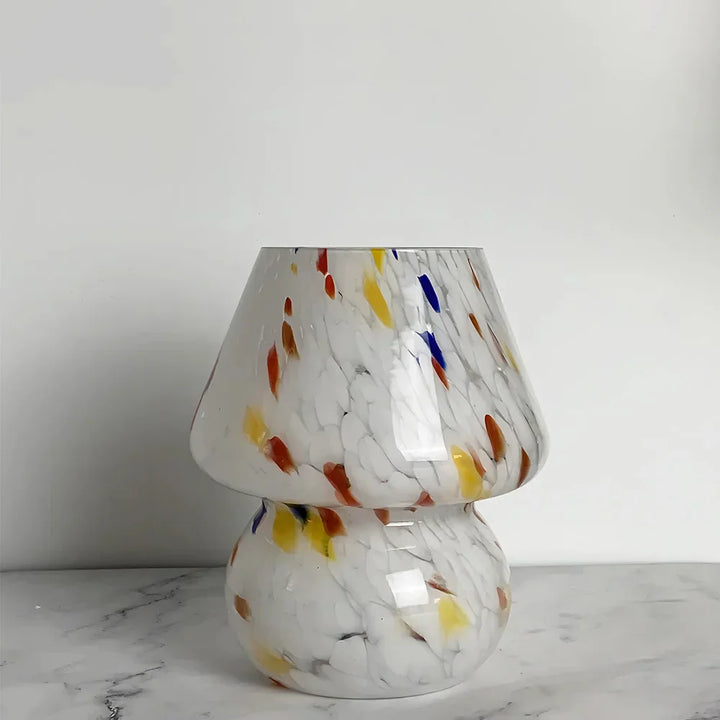 Aesthetic Glass Mushroom Lamp - LumiMush-White dot-The Livary