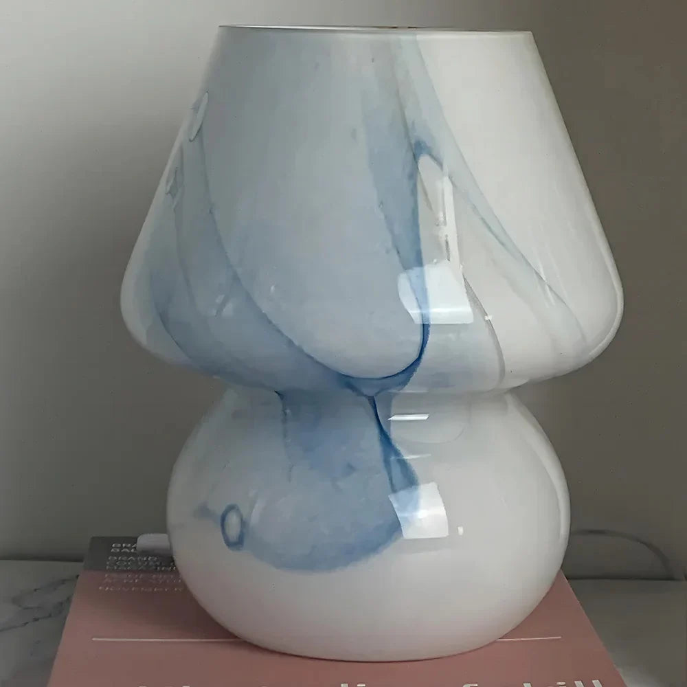 Aesthetic Glass Mushroom Lamp - LumiMush-Blue pattern-The Livary