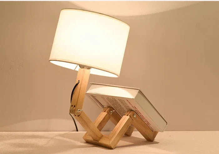Wooden Table Lamp with Book Holder - RutanFlex