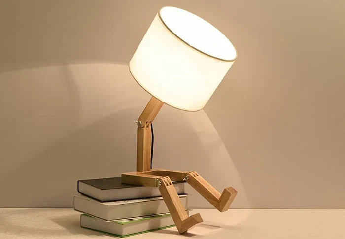 Wooden Table Lamp with Book Holder - RutanFlex