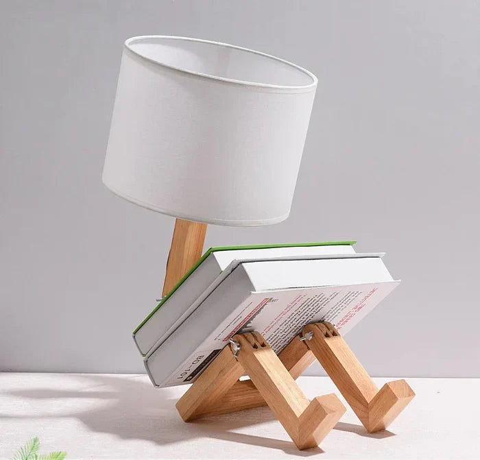 Wooden Table Lamp with Book Holder - RutanFlex
