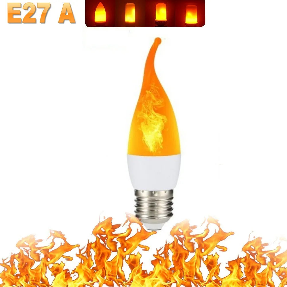 LED FLAME LIGHT PARTY LAMP - 4 MODES SIMULATING FIRE-E14 3Modes A-The Livary