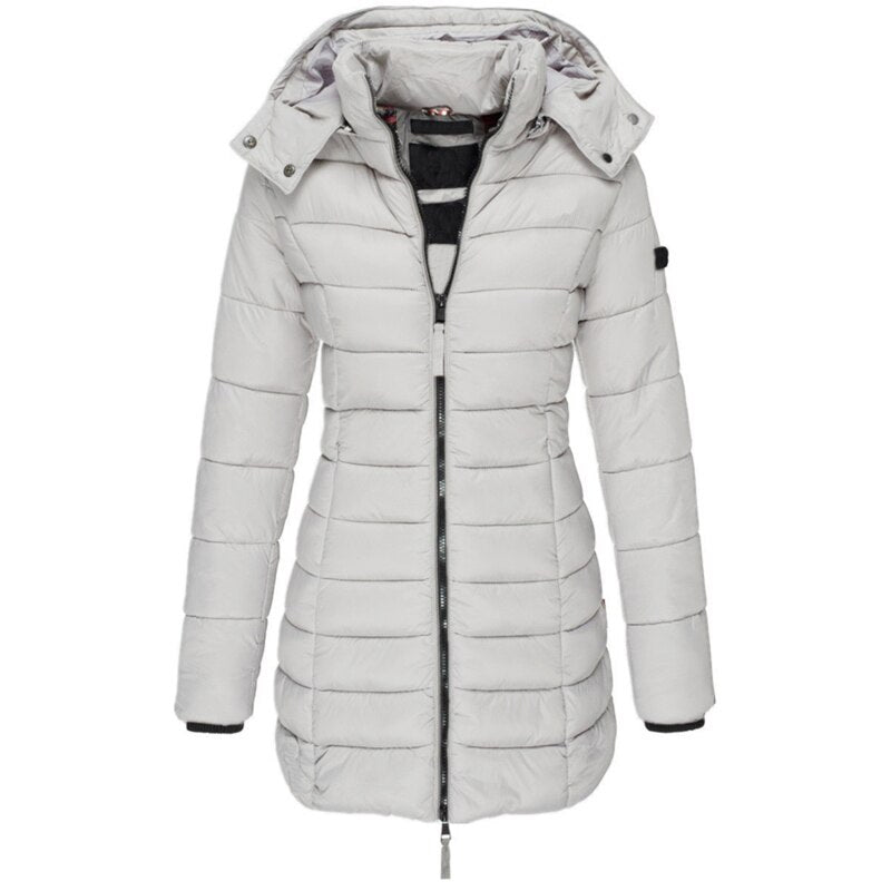 Warm Ladies Down Jacket with Hood - Olivia-Gray-S-The Livary