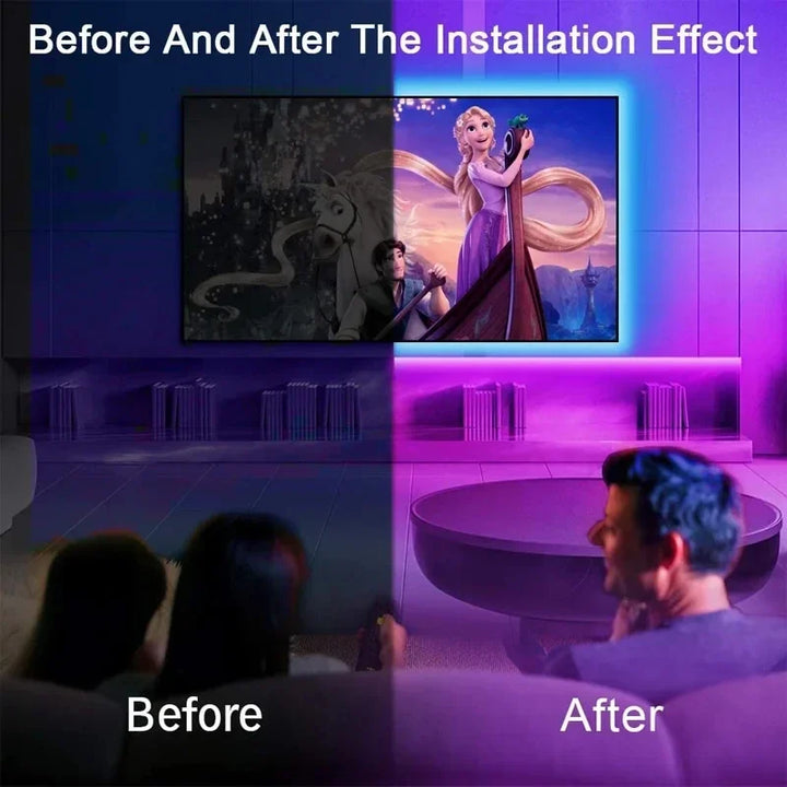 USB LED STRIP WITH COLOUR CHANGING - RGB LIGHT FOR ROOM DECORATION & TV BACKLIGHTING-3-button controller-1m-The Livary