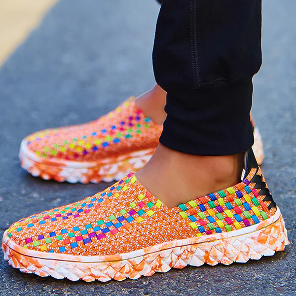 Recycled women's comfort sneakers with memory foam - Eliana-Orange-2.5-The Livary