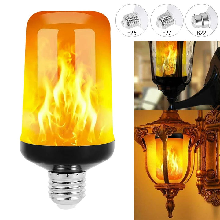 LED FLAME LIGHT PARTY LAMP - 4 MODES SIMULATING FIRE-E14 3Modes A-The Livary
