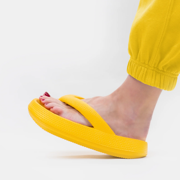 Cloud Soft Unisex Comfort Flip Flops – Leona-Yellow-3.5-4-The Livary