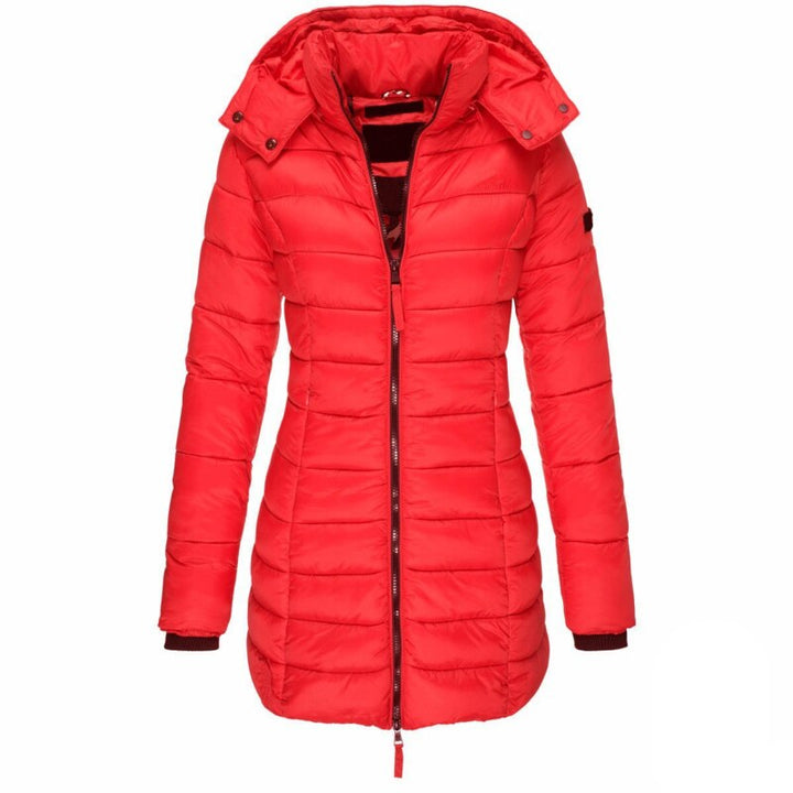 Warm Ladies Down Jacket with Hood - Olivia-Red-S-The Livary