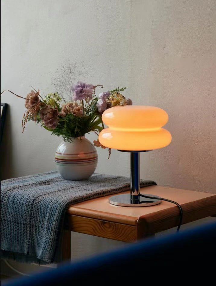 DESIGNER GLASS TABLE LAMP - AMBIENT LED LAMP FOR BEDROOM AND STUDY-Yellow-The Livary