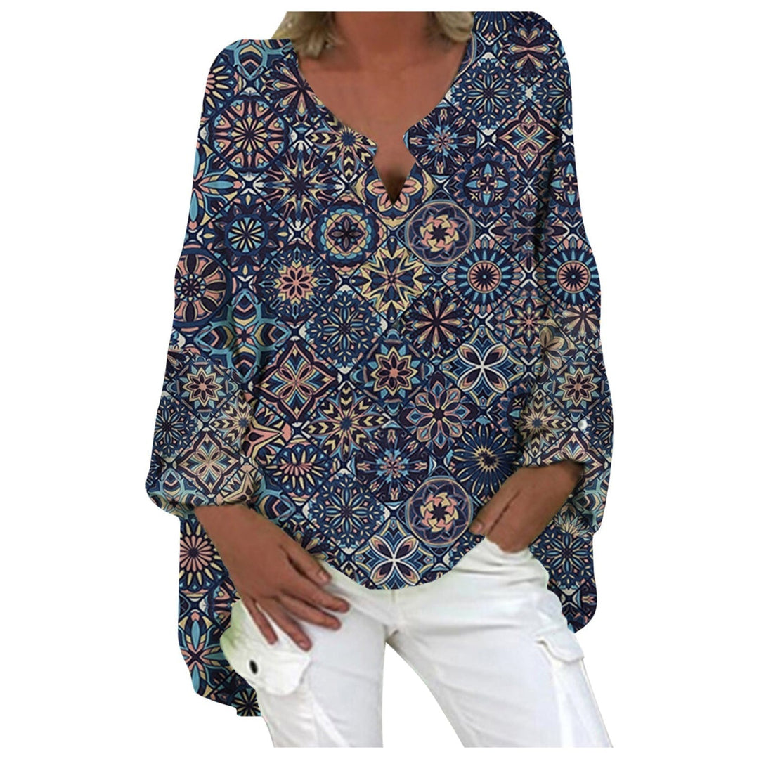 Stylish women's linen blouse – Elodie-Blue Brown-S-The Livary