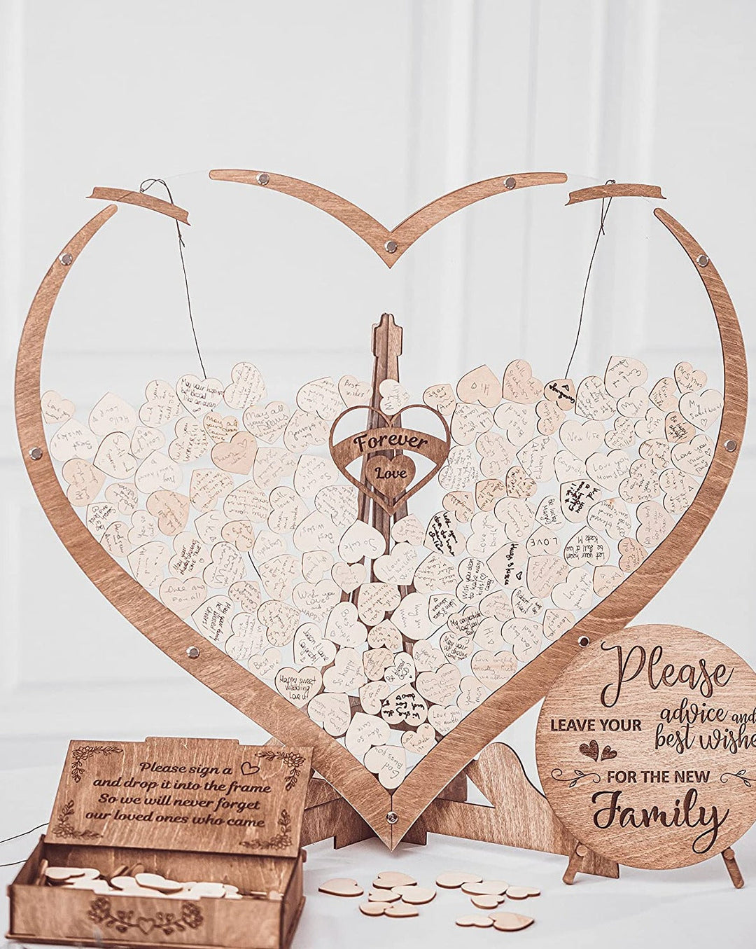 Heart-shaped Wooden Guestbook – Memoro-60 Hearts-The Livary