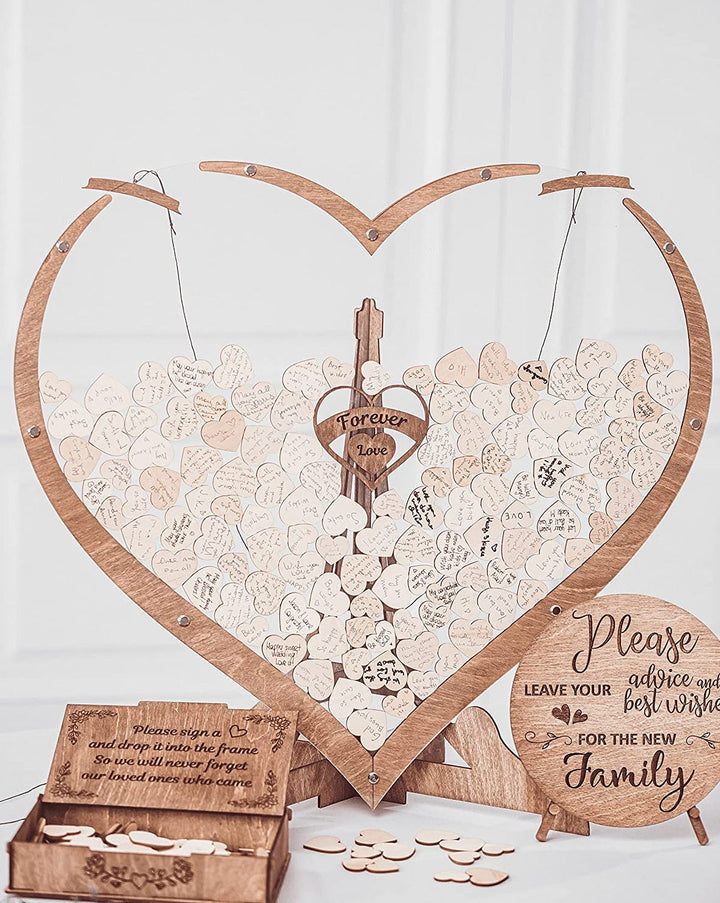 Heart-shaped Wooden Guestbook – Memoro-60 Hearts-The Livary