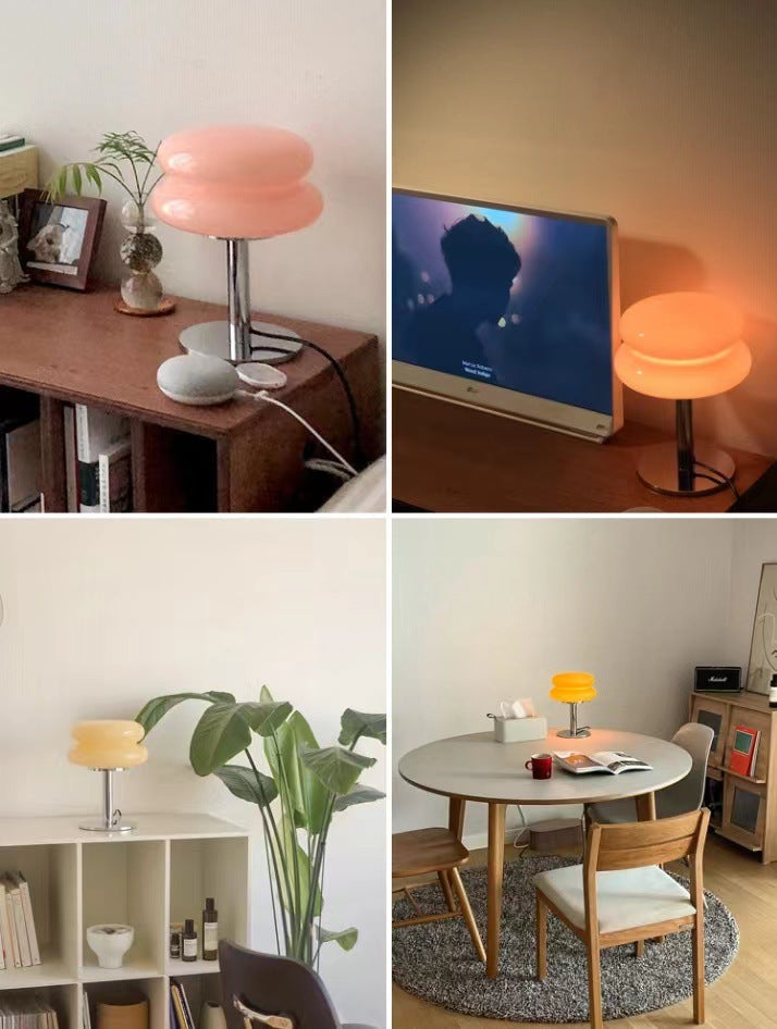 DESIGNER GLASS TABLE LAMP - AMBIENT LED LAMP FOR BEDROOM AND STUDY-Yellow-The Livary