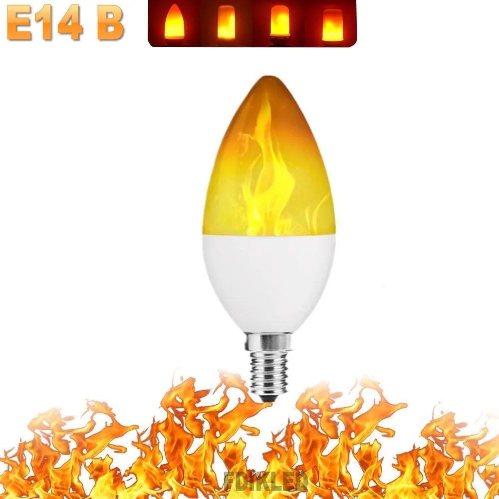 LED FLAME LIGHT PARTY LAMP - 4 MODES SIMULATING FIRE-E14 3Modes A-The Livary