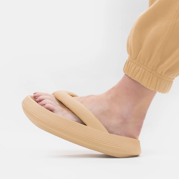 Cloud Soft Unisex Comfort Flip Flops – Leona-Beige-3.5-4-The Livary