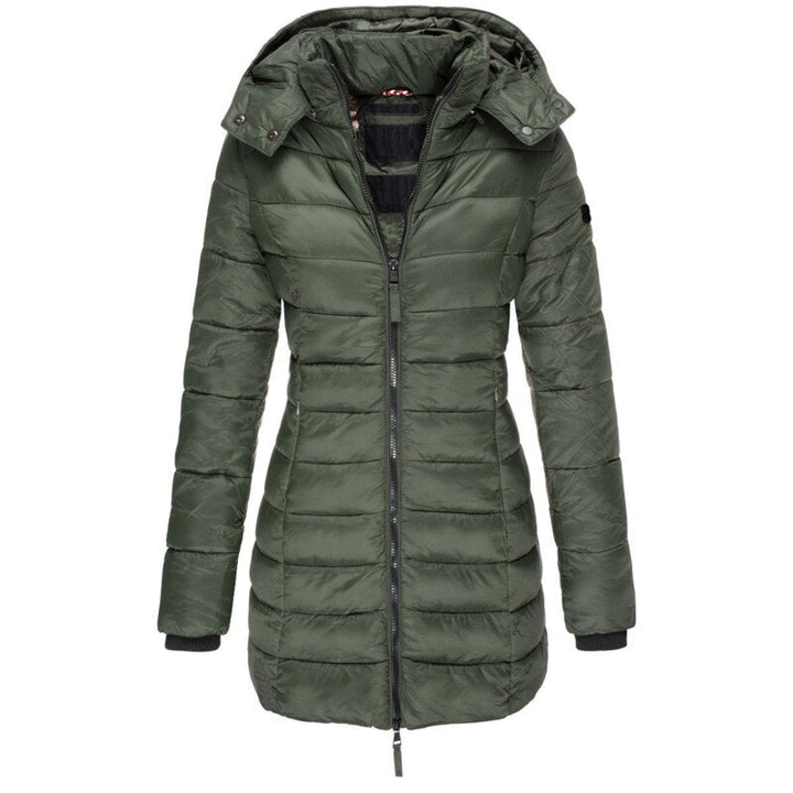 Warm Ladies Down Jacket with Hood - Olivia-Green-S-The Livary