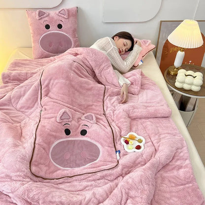 Luxury Cartoon Blanket and Cushion Set - Nomi-Stitch-Single (105x145cm)-The Livary